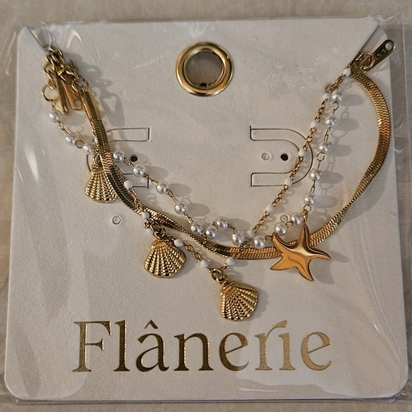 Dazzling 18K Gold Ocean Charm Layered Bracelet Set - Picture 3 of 3